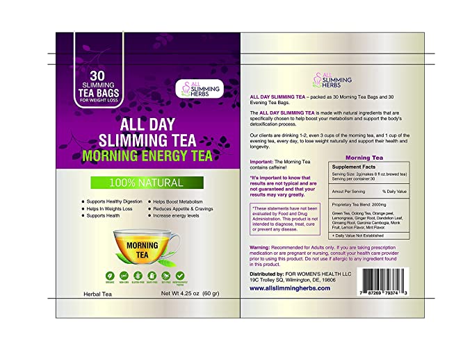 All Day Slimming Tea Supplement Facts